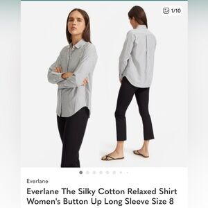 Everlane The Silky Cotton Relaxed Shirt Women's Button Up Long Sleeve Size 8